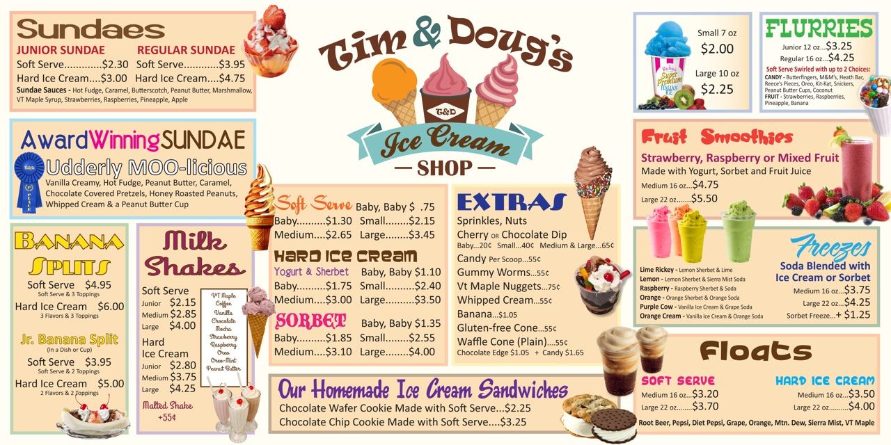 Tim & Doug's Menu